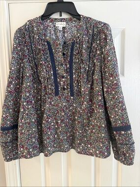 Wonderly Floral Long-Sleeve Peasant Top - Multicolor